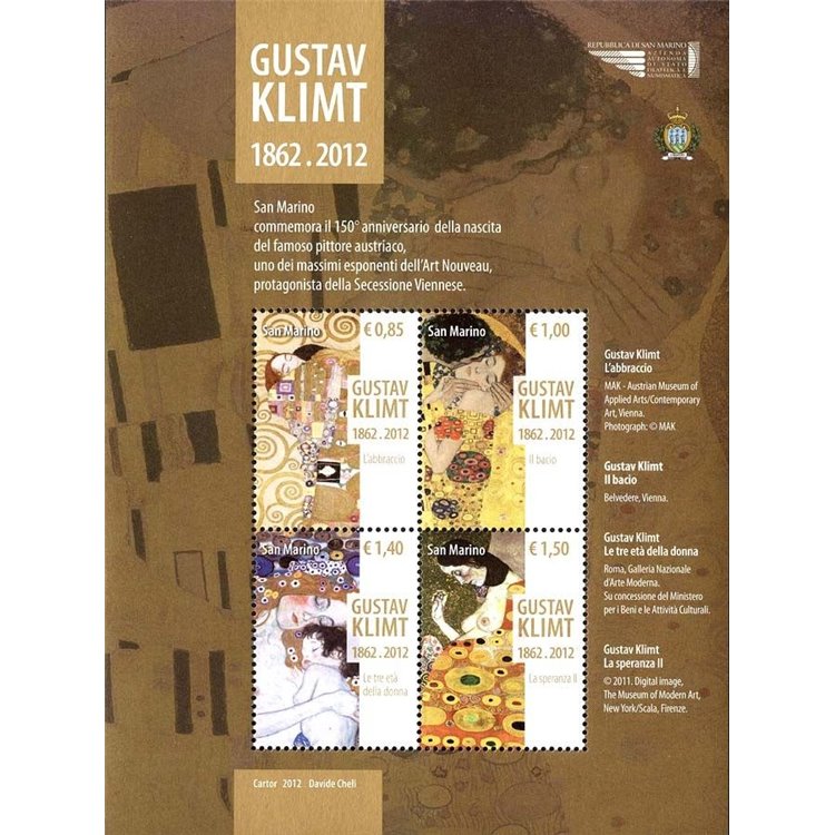 SAN MARINO 2012 Gustav Klimt s/s MNH**