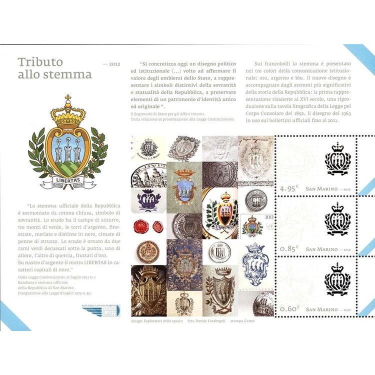 SAN MARINO 2012 Tribute to the Coat of Arms s/s MNH**
