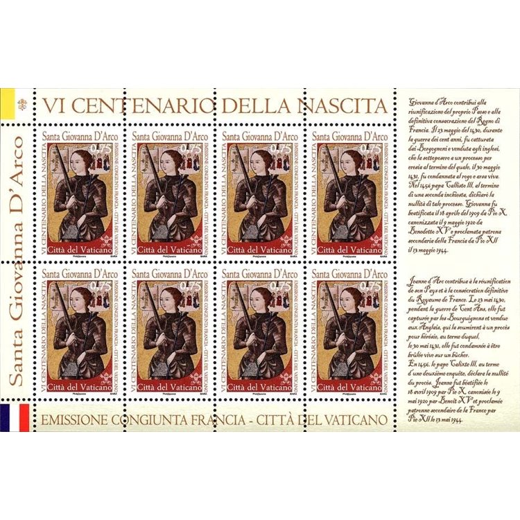 VATICAN 2012 Joan of Arc s/s MNH**