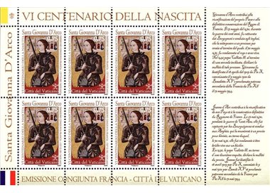 VATICANO 2012 Giovanna d'Arco BF MNH**
