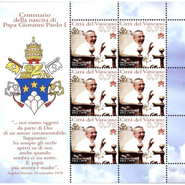VATICAN 2012 Pope John Paul I s/s MNH**