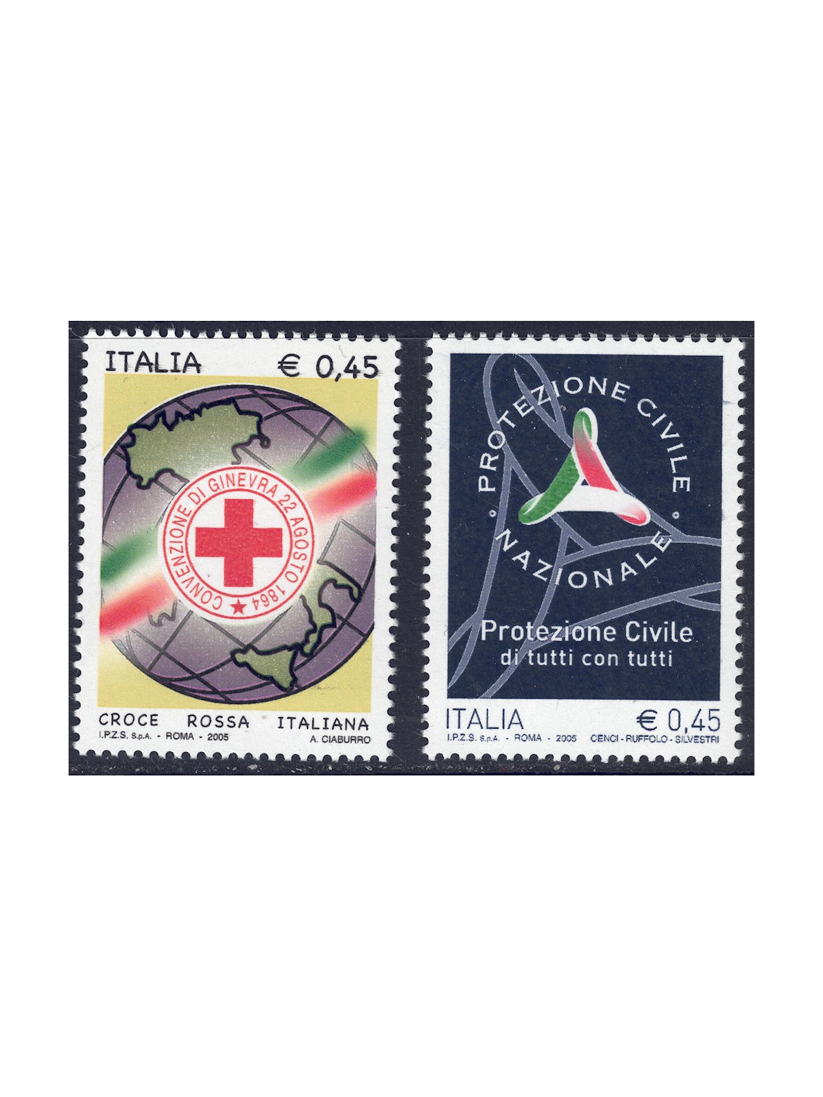 ITALIA 2005 Croce Rossa e Protezione Civile 2v MNH**
