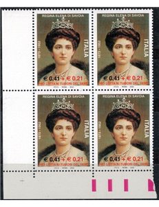 ITALIA 2002 Elena di Savoia in quartina MNH**