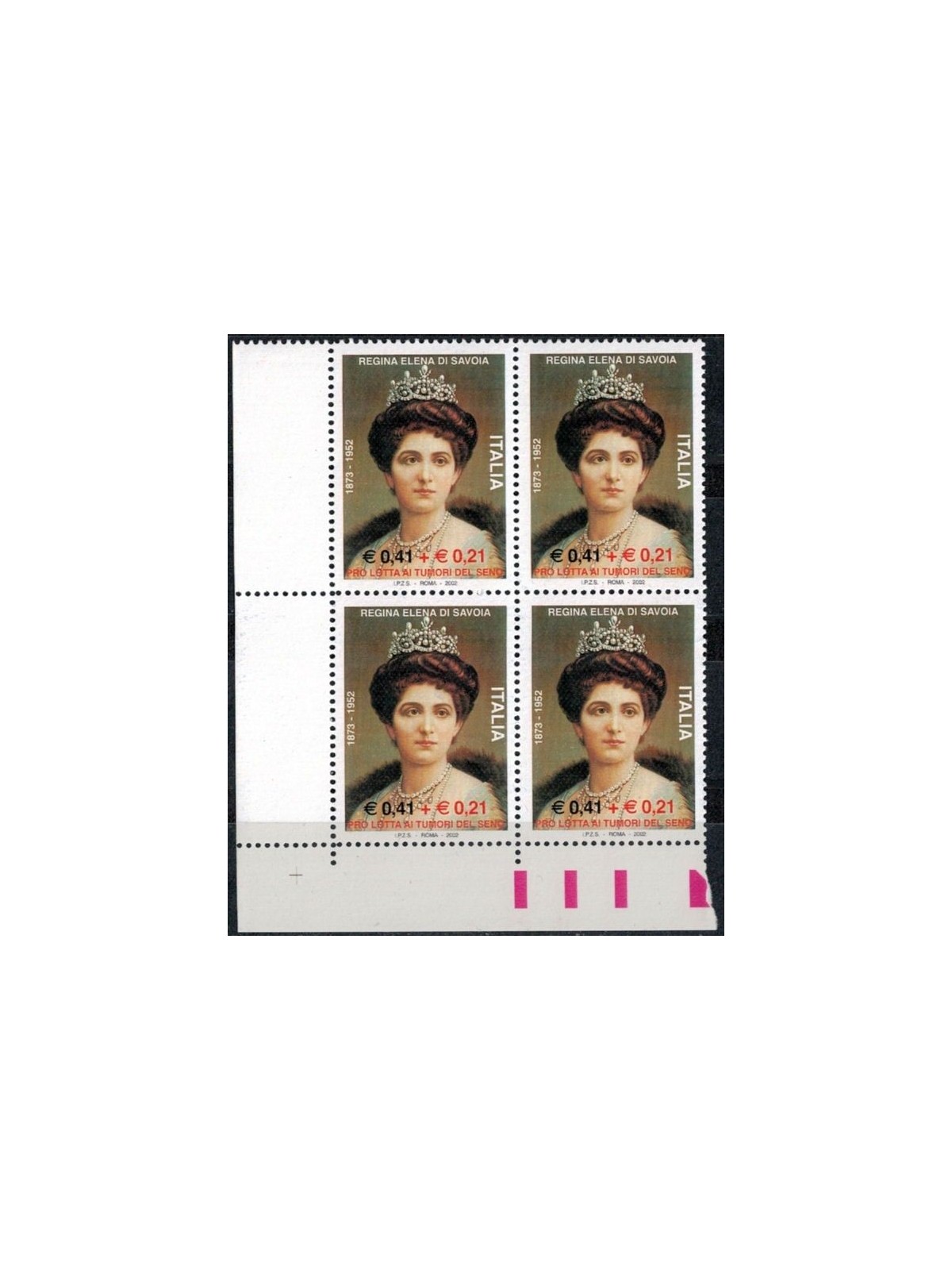 ITALIA 2002 Elena di Savoia in quartina MNH**