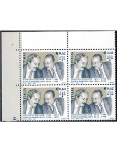 ITALIA 2002 Falcone e Borsellino in quartina MNH**