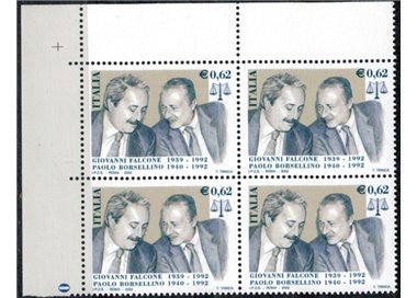 ITALY 2002 Falcone and Borsellino in quartet MNH**