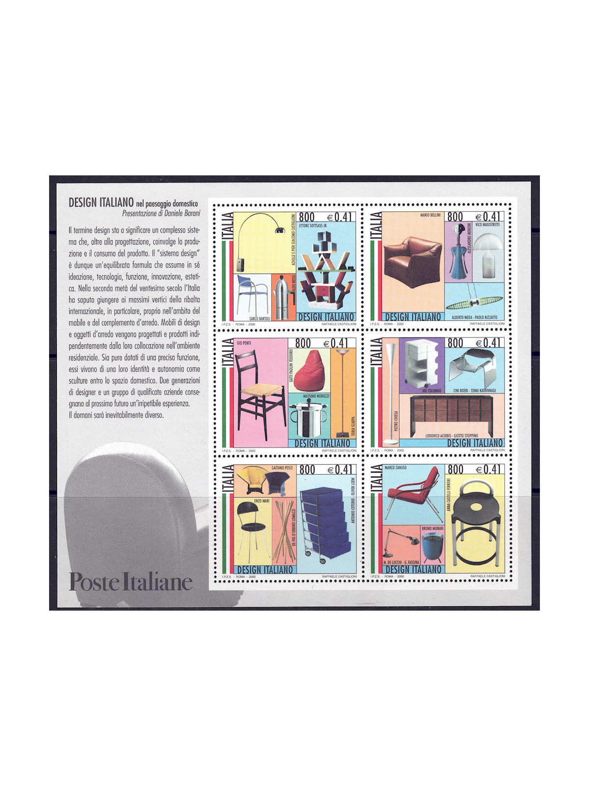 ITALY 2000 Italian Design s/s MNH**