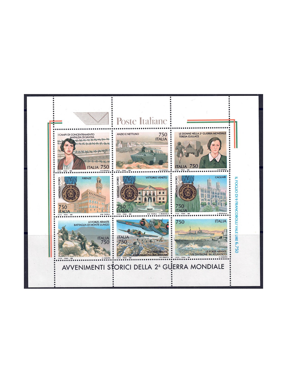 ITALIA 1995 Avvenimenti della 2ª Guerra Mondiale BF MNH**