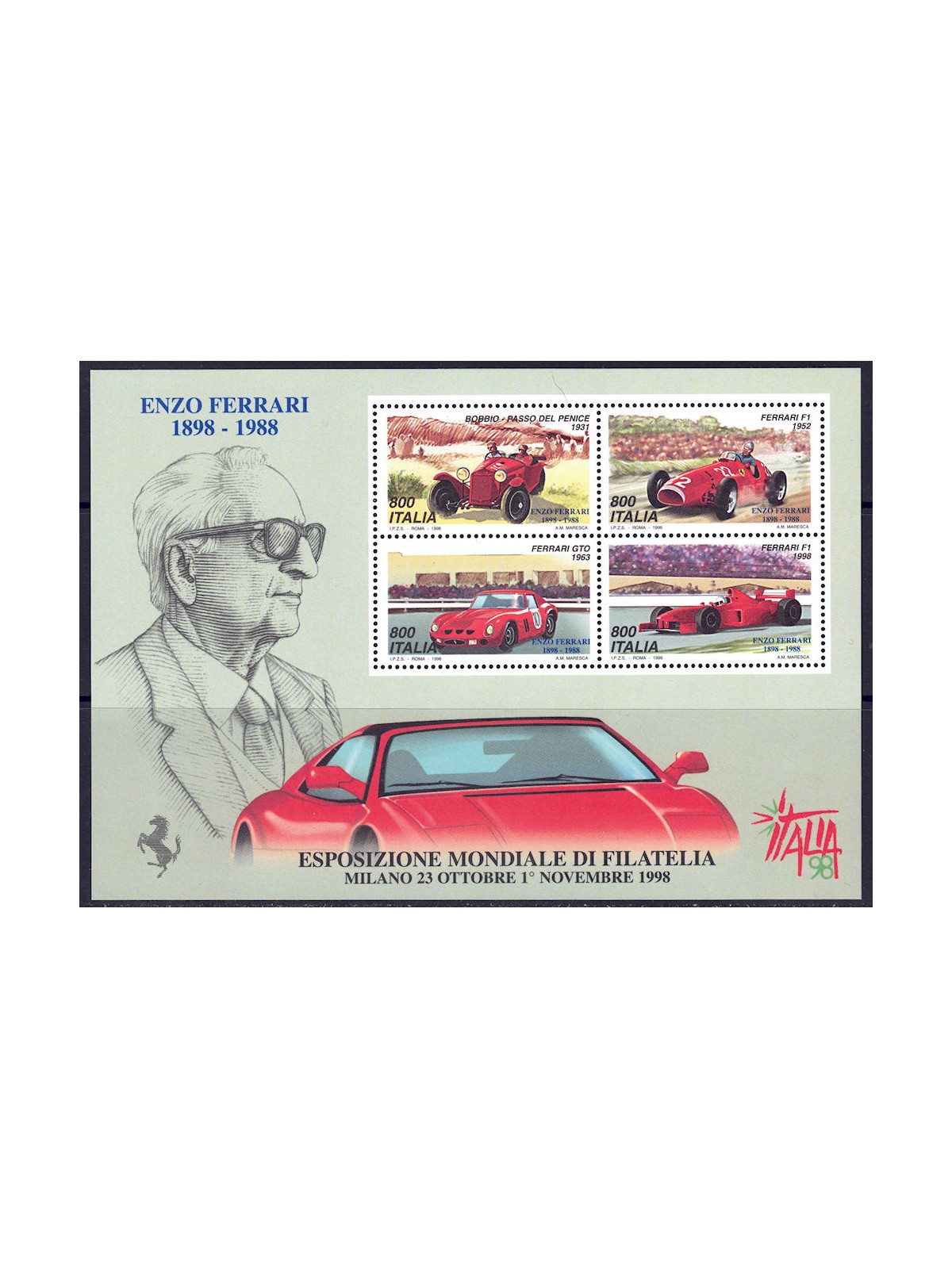 ITALIA 1998 Giornata della Ferrari BF MNH**