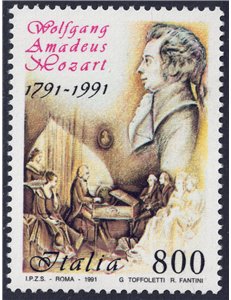 ITALIA 1991 Wolfgang Amadeus Mozart MNH**