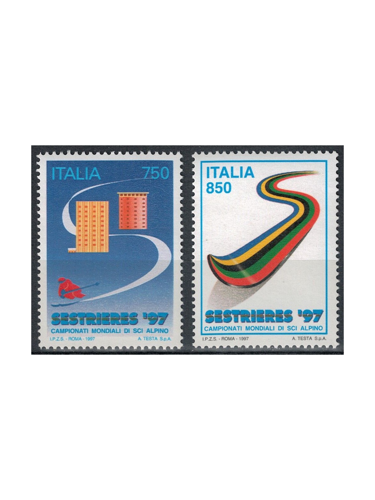 ITALIA 1997 Sci alpino 2v MNH**