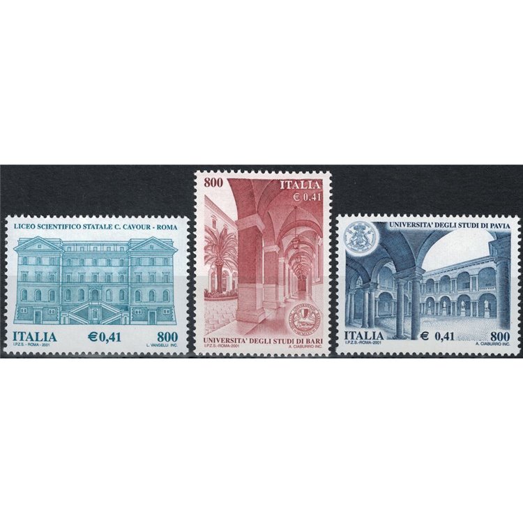 ITALY 2001 Schools and Universities 3v MNH**