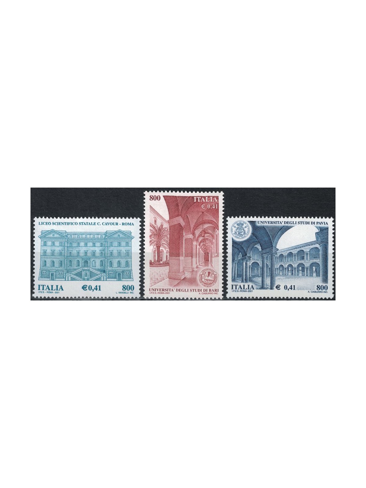 ITALIA 2001 Scuole e università 3v MNH**
