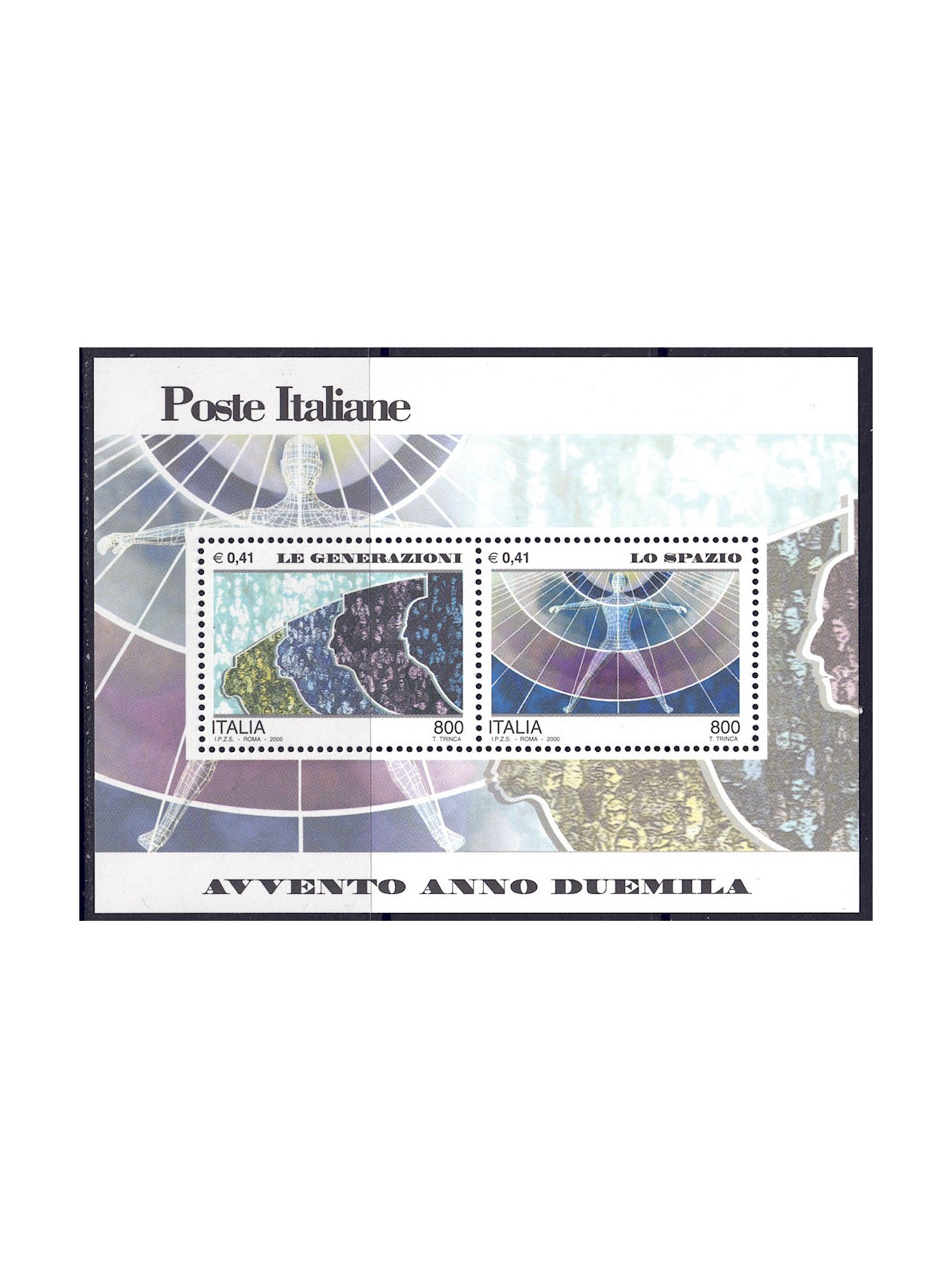 ITALIA 2000 Generazioni e Spazio BF MNH**