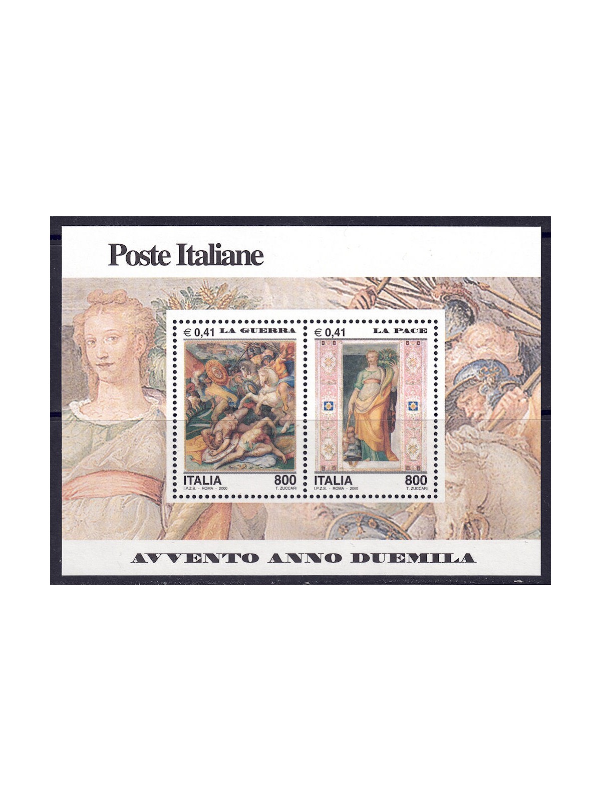 ITALIA 2000 Guerra e pace BF MNH**