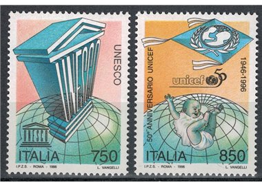 ITALIA 1996 Unesco e Unicef 2v MNH**