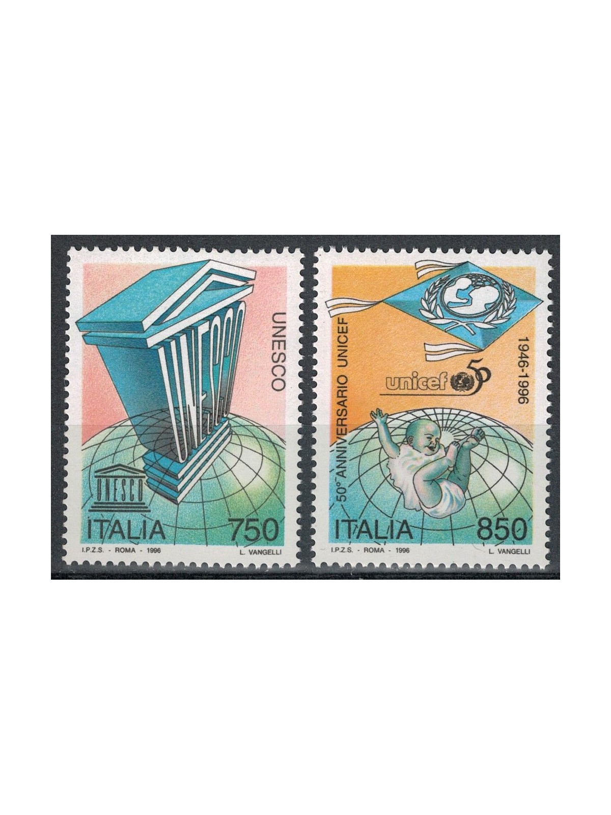 ITALIA 1996 Unesco e Unicef 2v MNH**