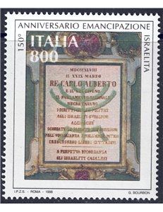 ITALIA 1998 Emancipazione degli Ebrei MNH**
