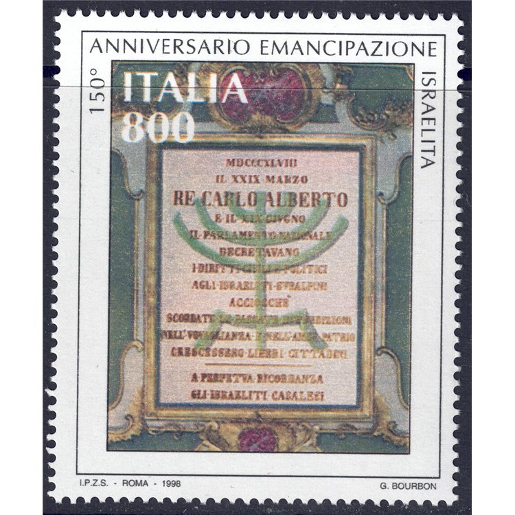ITALY 1998 Emancipation of the Jews MNH**