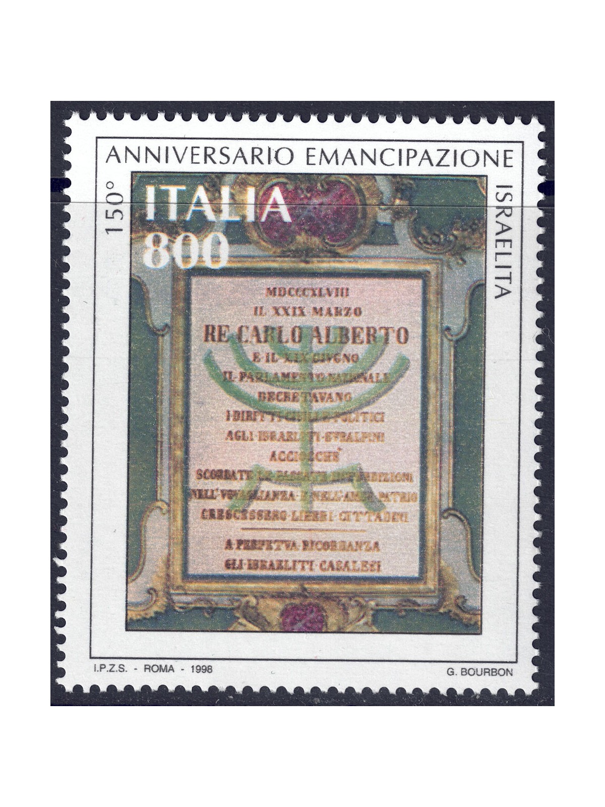 ITALY 1998 Emancipation of the Jews MNH**