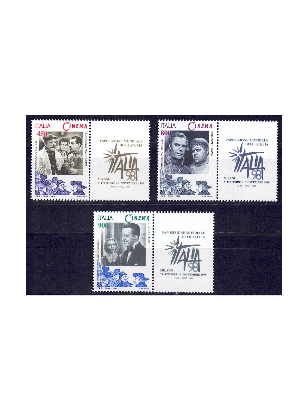 ITALIA 1998 Giornata del cinema 3v MNH**