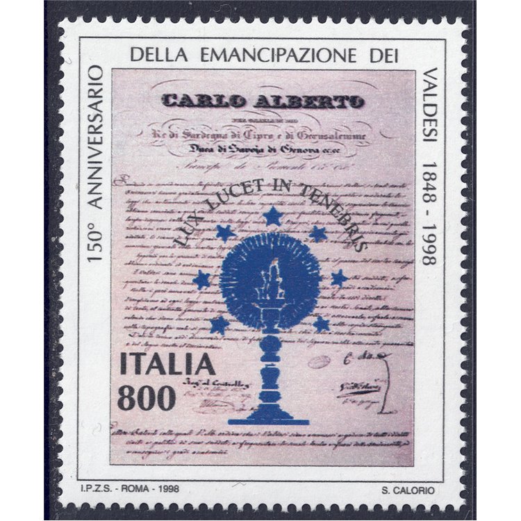 ITALY 1998 Emancipation of the Waldensians MNH**
