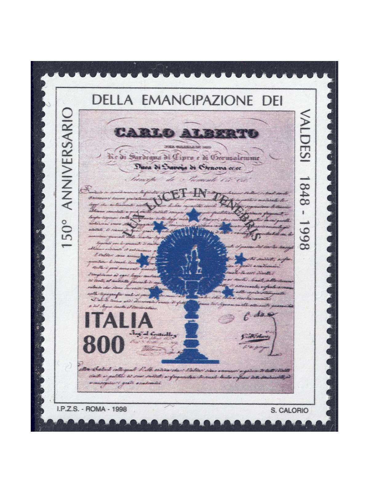ITALIA 1998 Emancipazione dei Valdesi MNH**