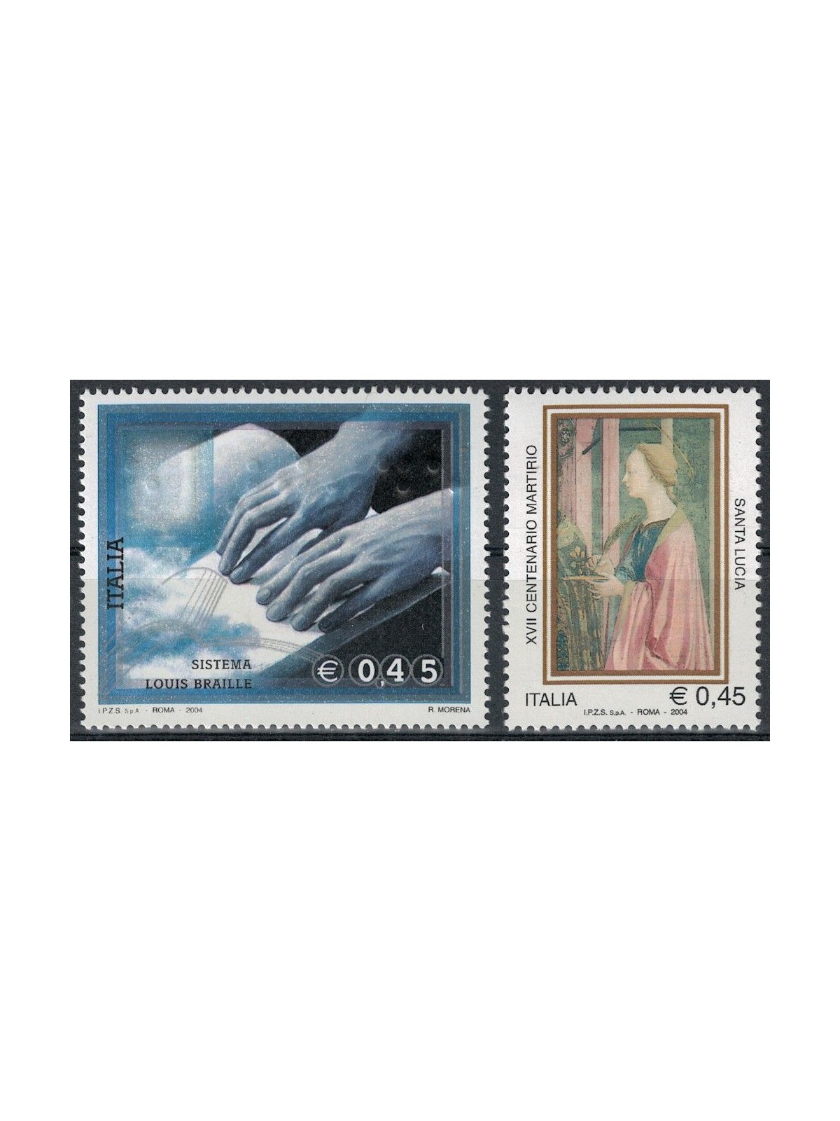 ITALY 2004 Braille Reading and St. Lucia 2v MNH**