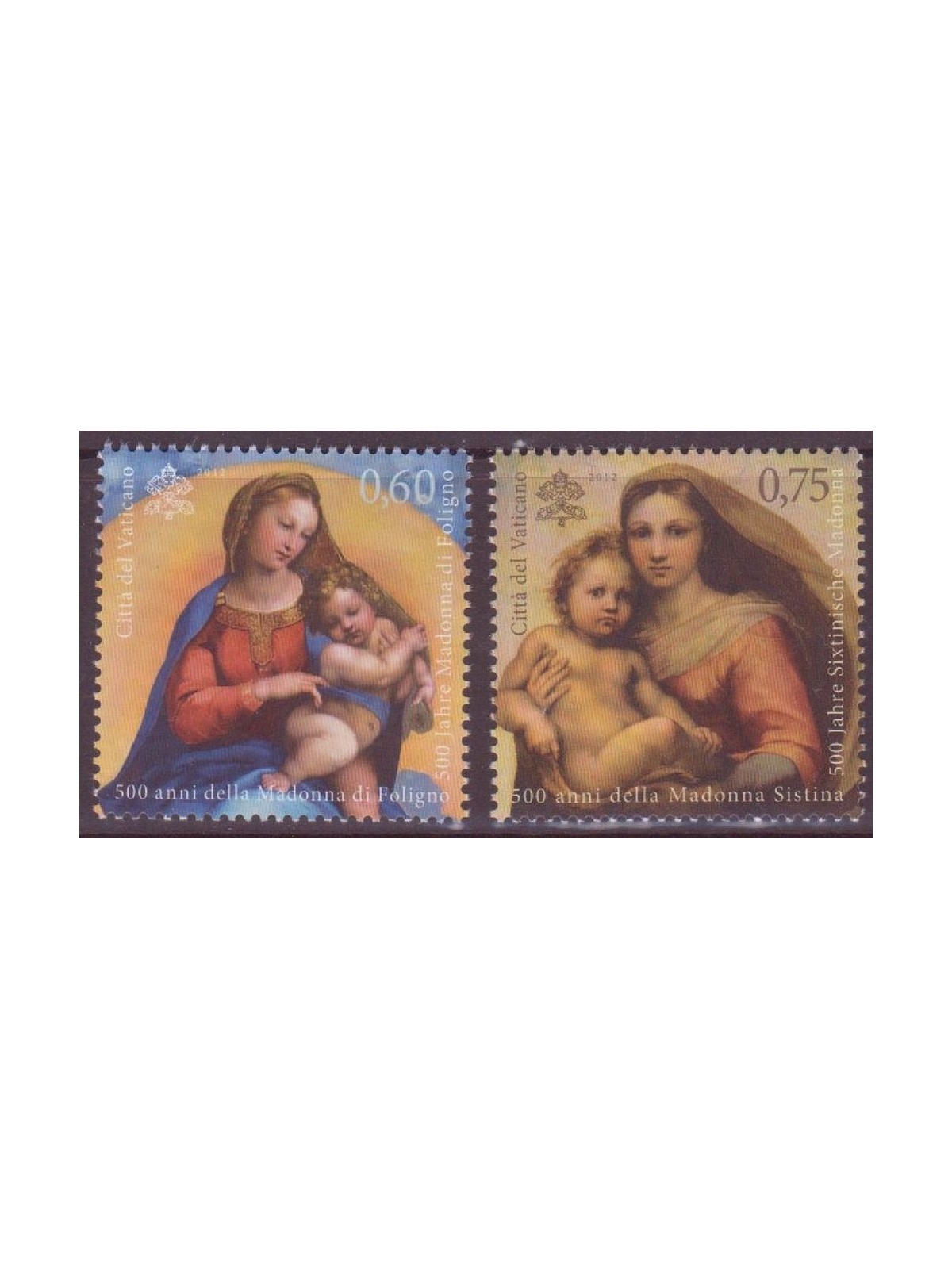VATICANO 2012 Madonna di Foligno e Madonna Sistina 2v MNH**