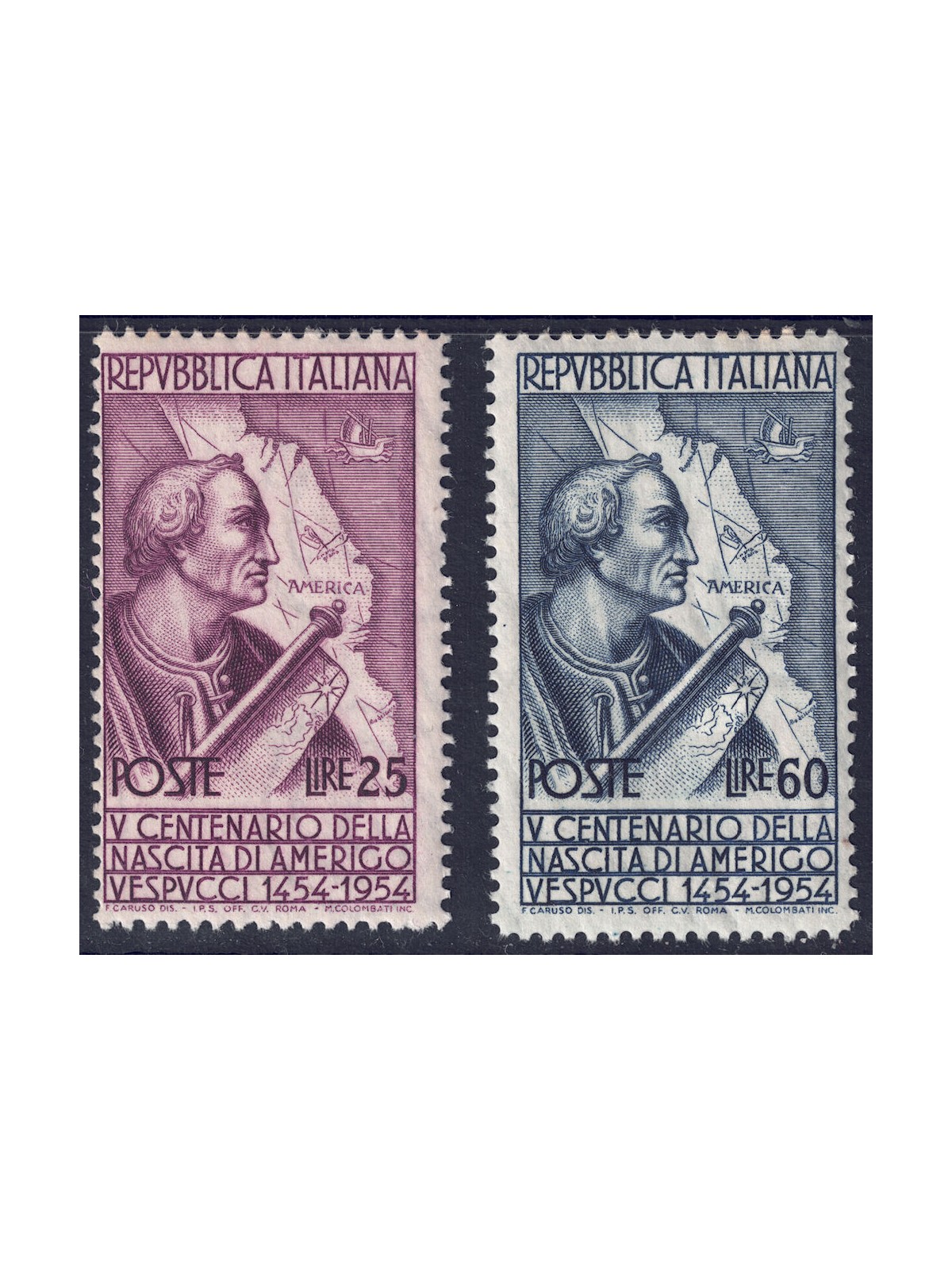 ITALY 1954 Amerigo Vespucci 2v MNH**