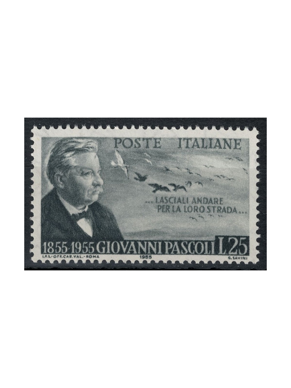 ITALIA 1955 Giovanni Pascoli MNH**