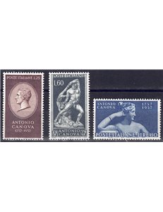 ITALY 1957 Antonio Canova 3v MNH**