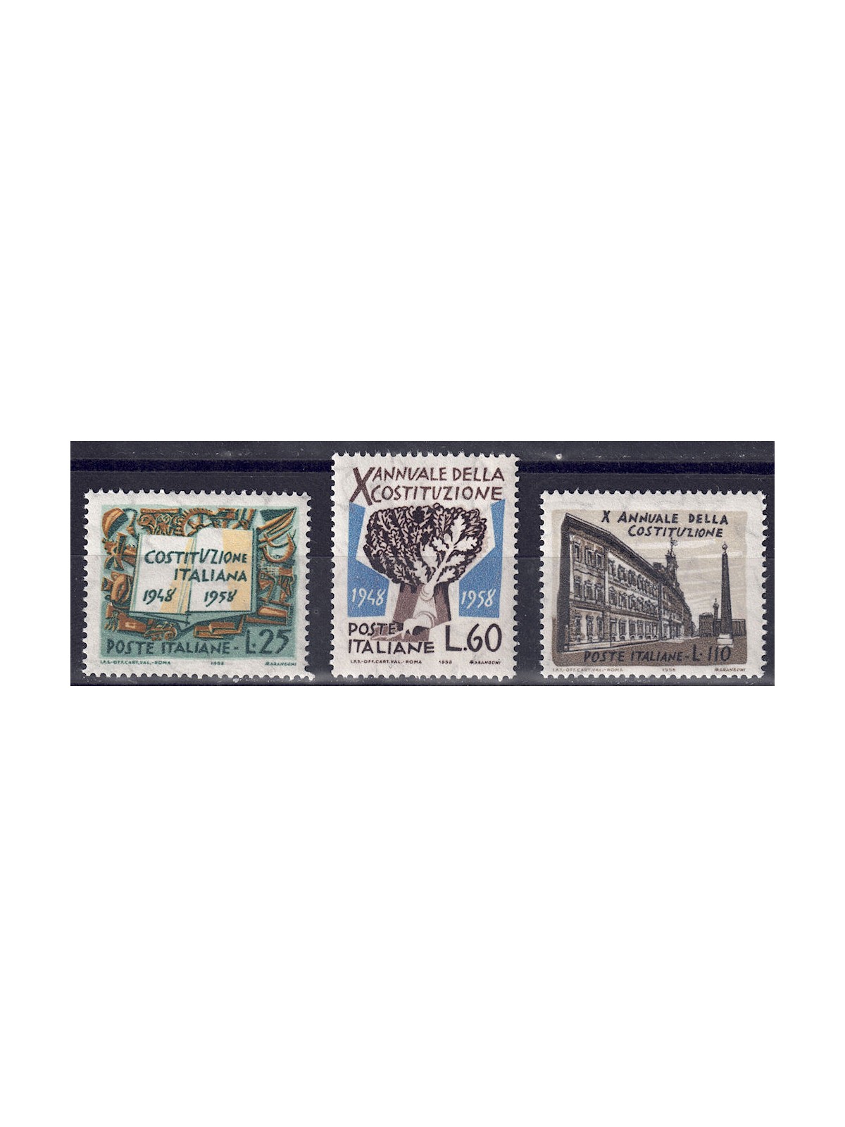 ITALY 1958 Italian Constitution 3v MNH**