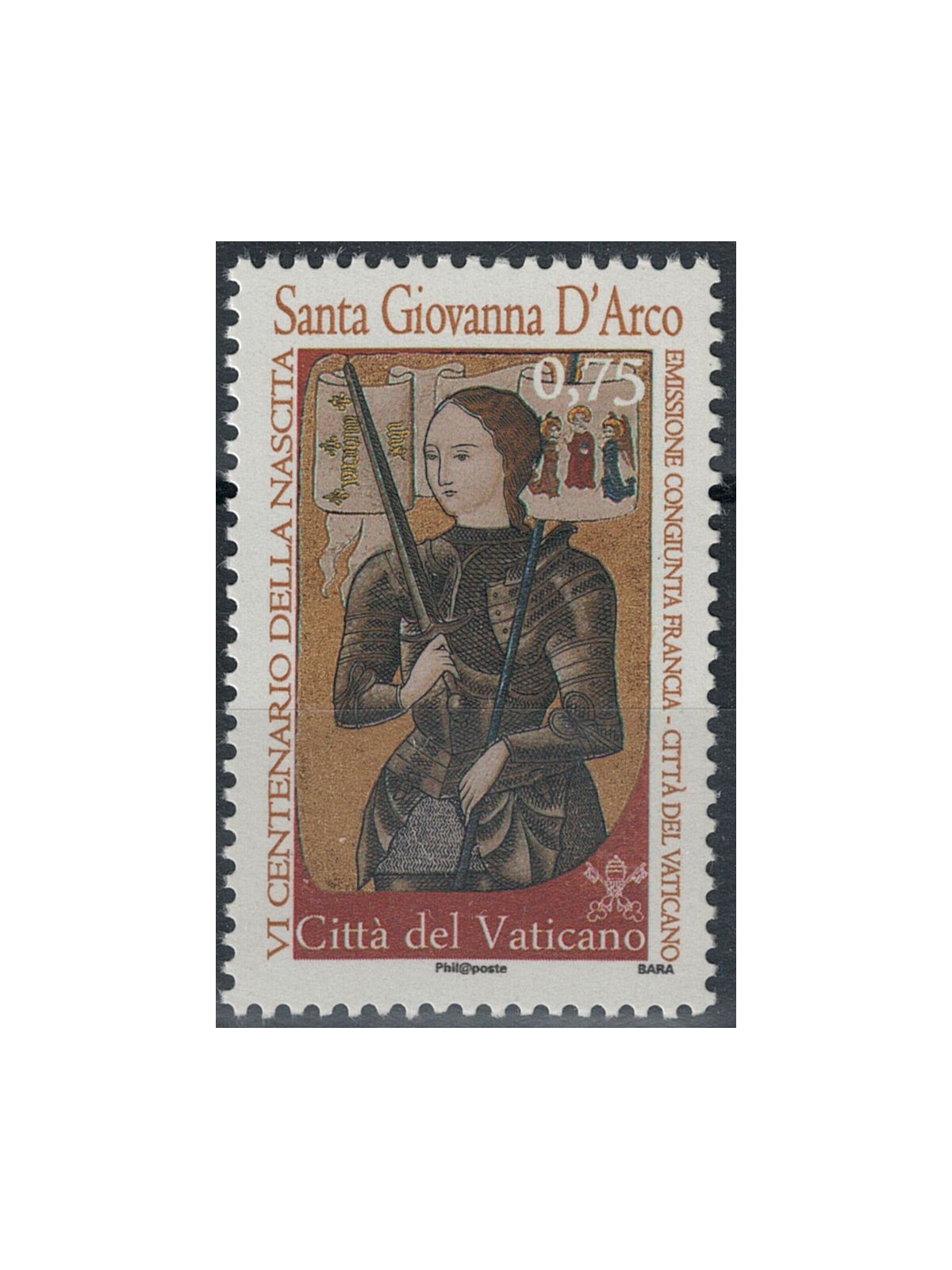 VATICAN 2012 Joan of Arc MNH**