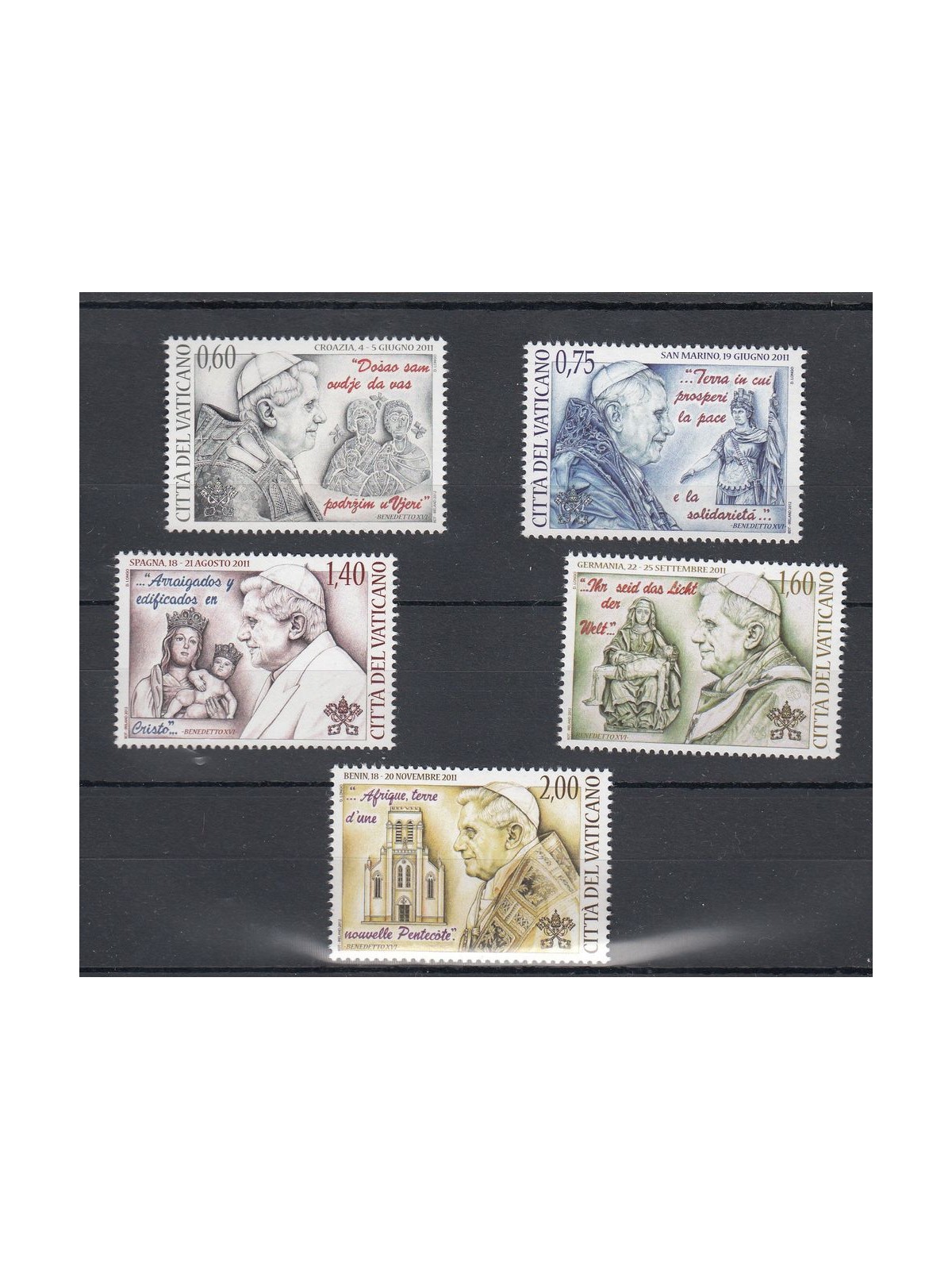 VATICAN 2012 Pope's travels 5v MNH**