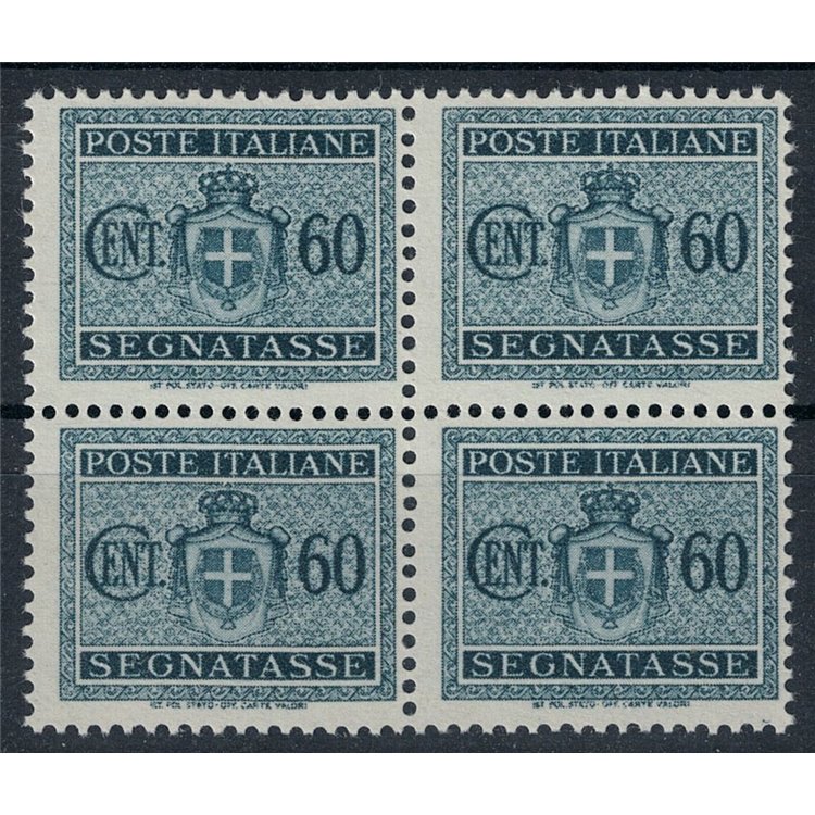 ITALIA LUOGOTENENZA 1945 Segnatasse 60c in quartina MNH**