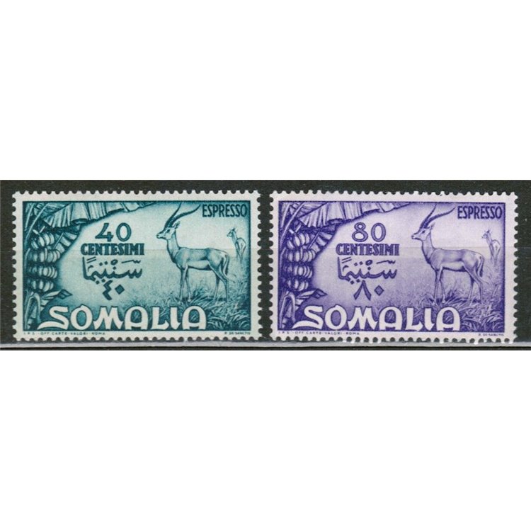 SOMALIA AFIS 1950 Serie Pittorica, espressi 2v MNH**