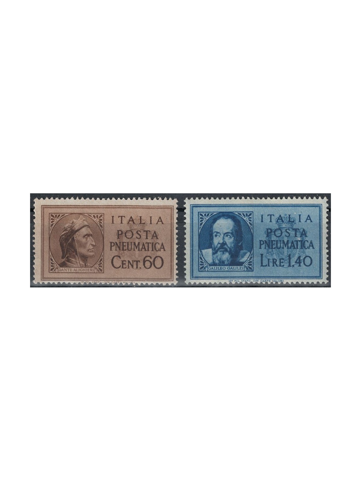 ITALY LIEUTENANCIY 1945 Dante and Galileo, pneumatic mail 2v MNH**
