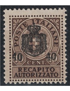 ITALIA LUOGOTENENZA 1945 Recapito autorizzato MNH**