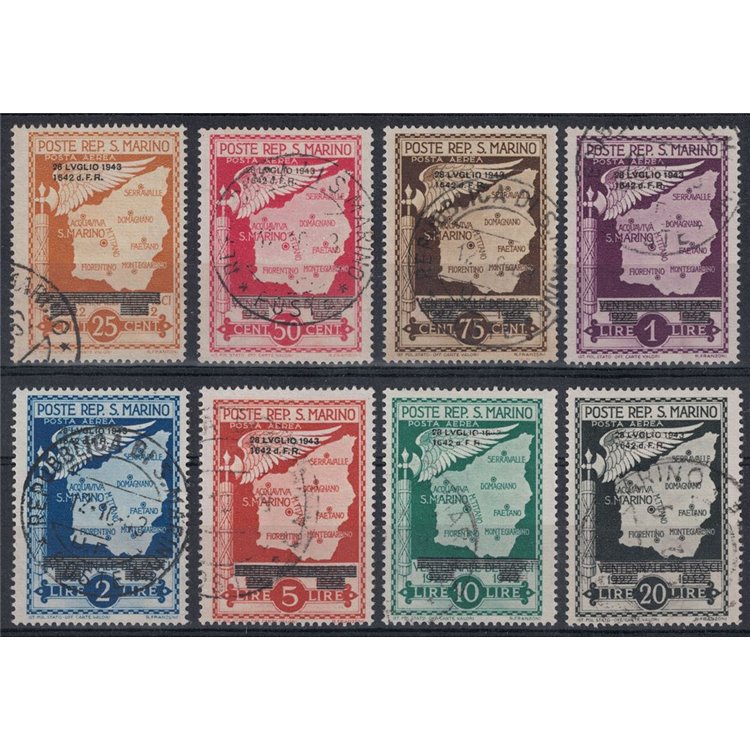 SAN MARINO 1943 Fall of Fascism (airmail) 8v used