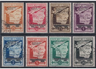 SAN MARINO 1943 Fall of Fascism (airmail) 8v used