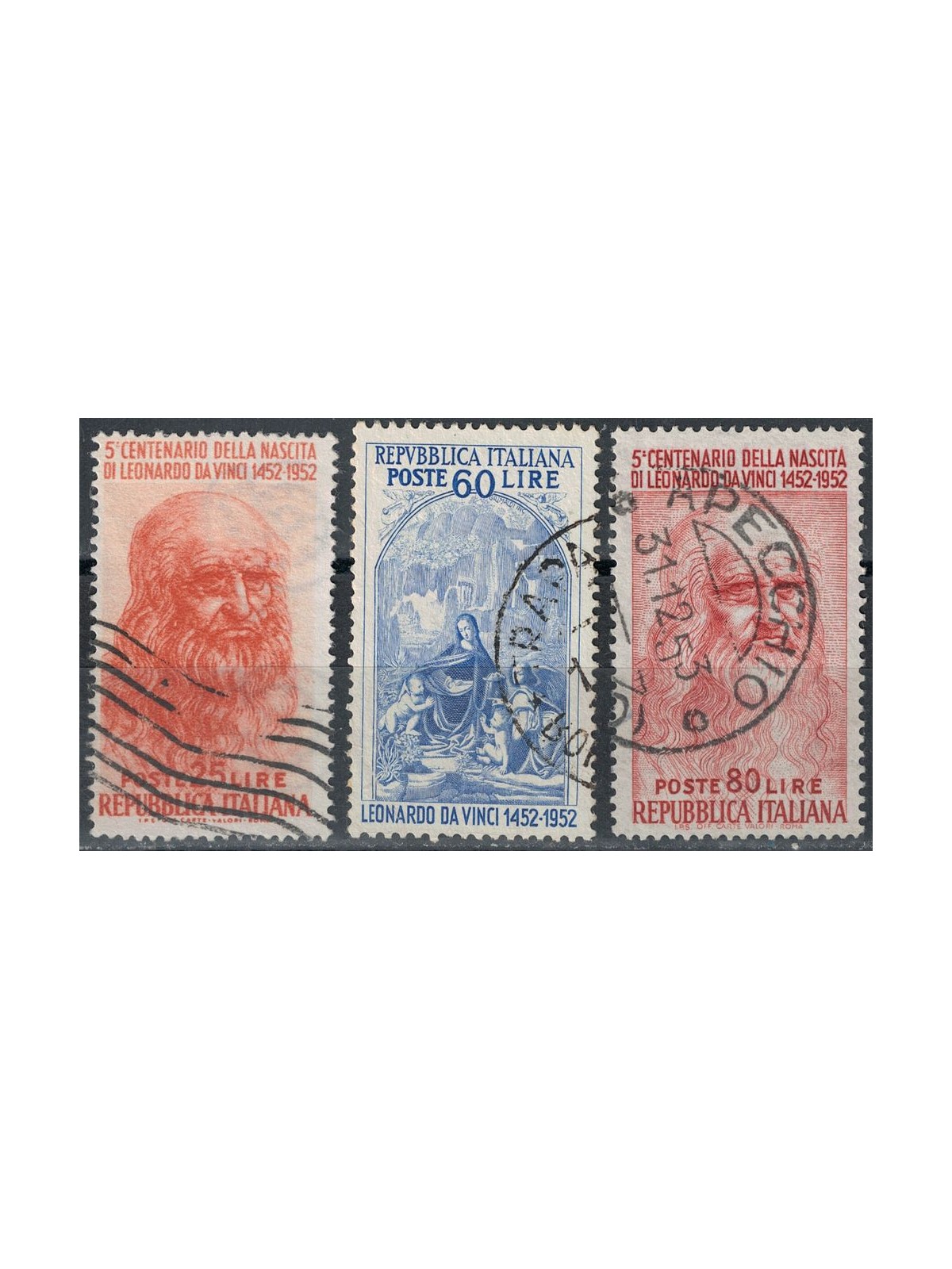 ITALY 1952 Leonardo da Vinci 3v used