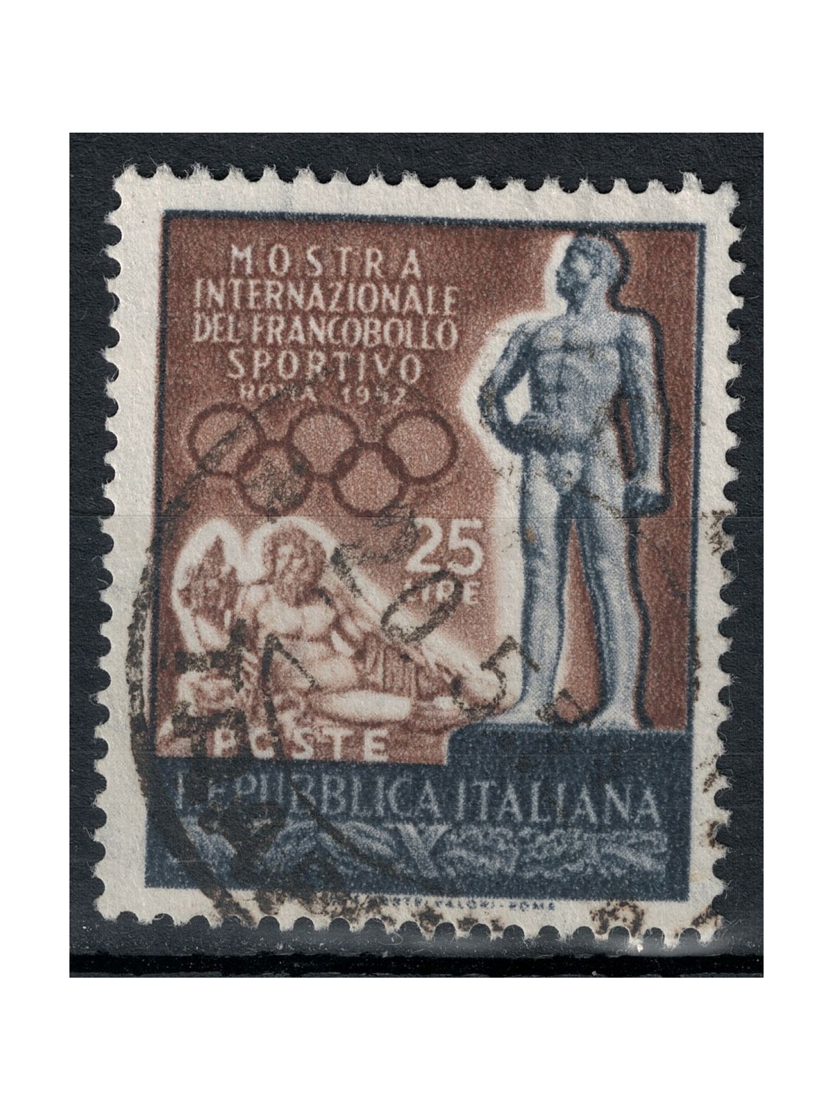 ITALY 1952 Sports Stamp Exhibition used