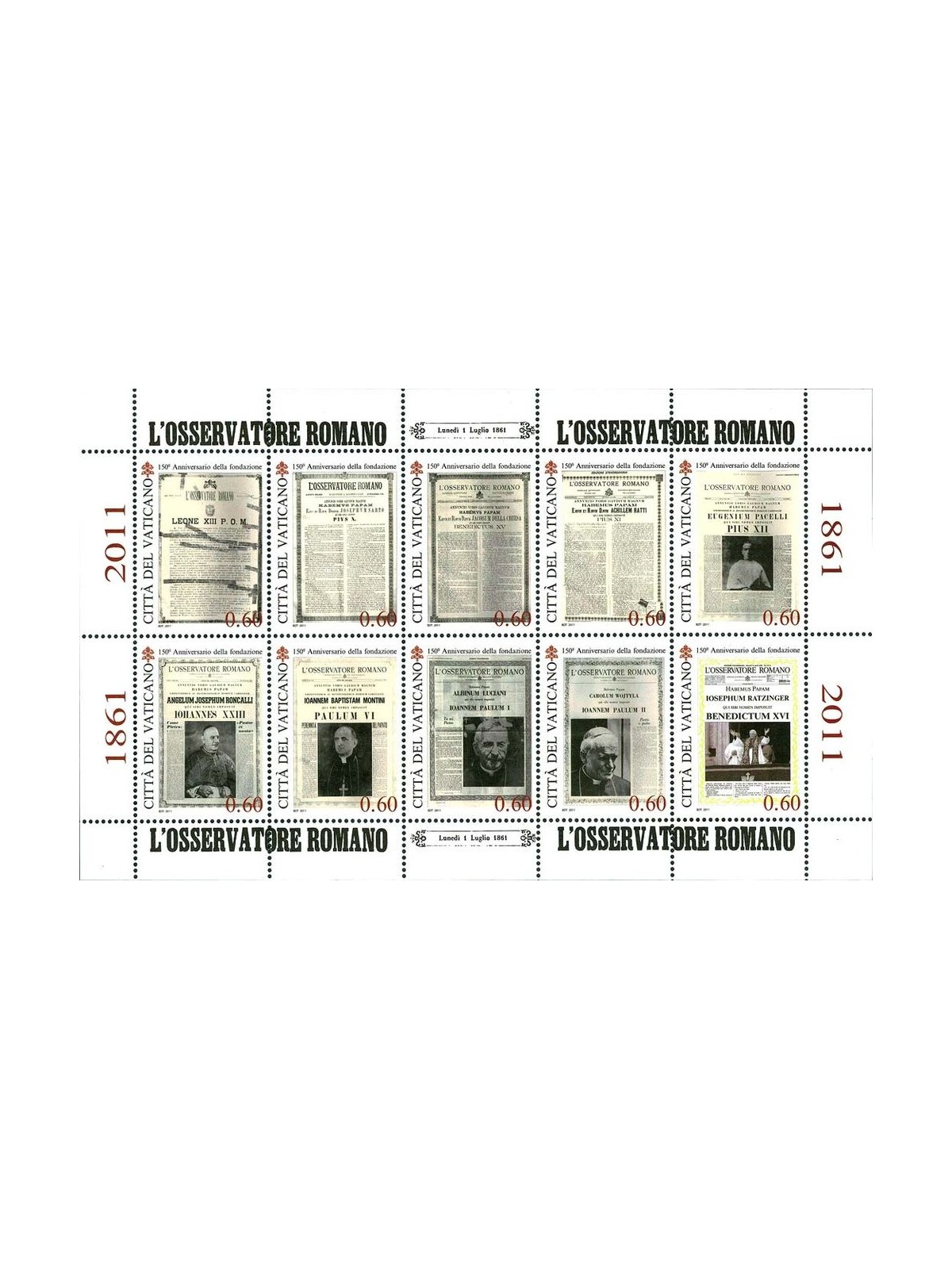 VATICANO 2011 L'Osservatore Romano BF MNH**