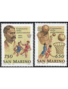 SAN MARINO 1991 Centenario della pallacanestro 2v MNH**