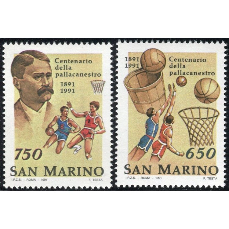 SAN MARINO 1991 Centenario della pallacanestro 2v MNH**