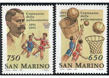 SAN MARINO 1991 Centenary of basketball 2v MNH**