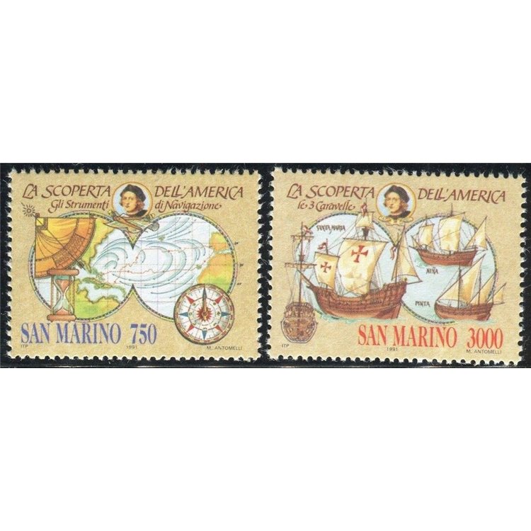 SAN MARINO 1991 Celebrazioni Colombiane 2v MNH**