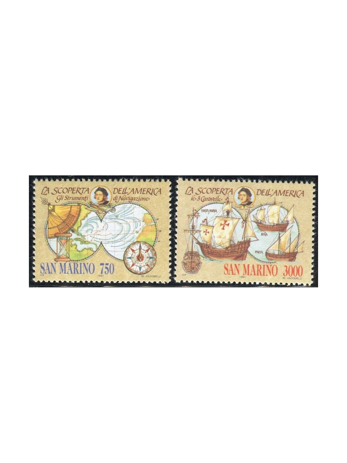 SAN MARINO 1991 Colombian celebrations 2v MNH**