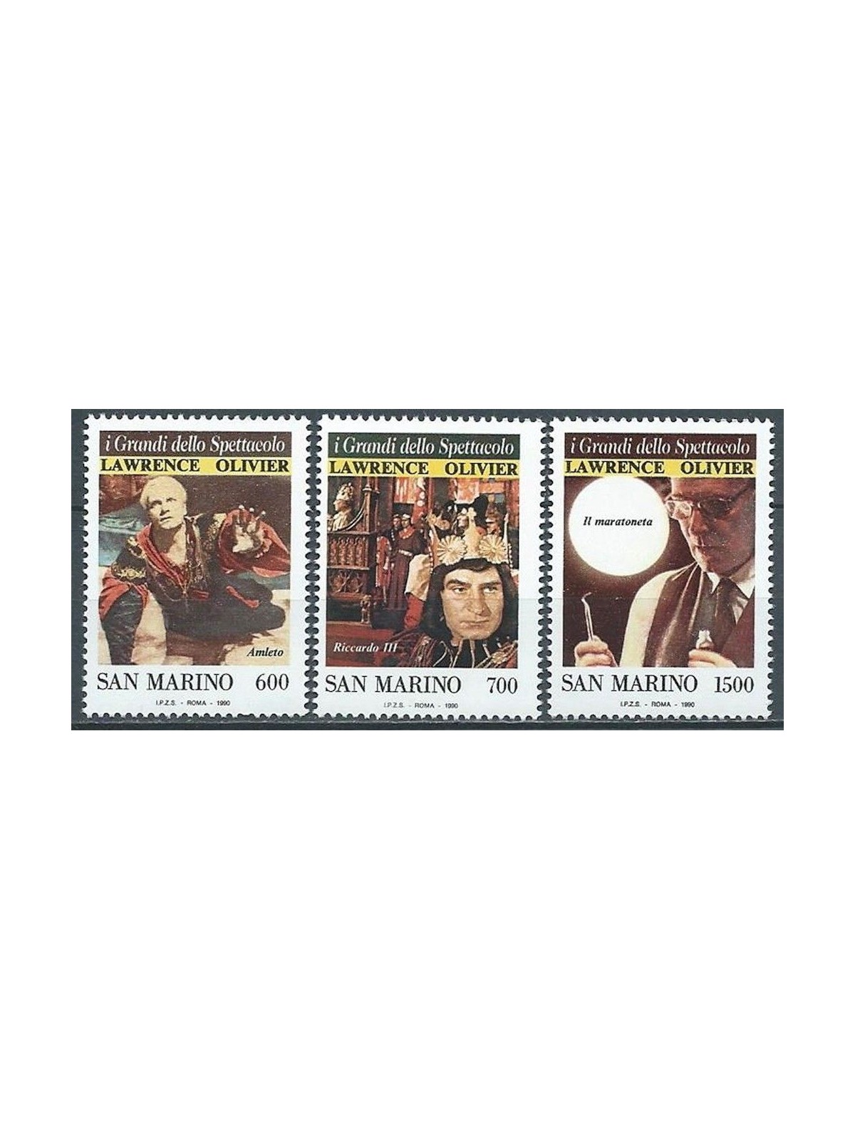 SAN MARINO 1990 I grandi dello spettacolo 3v MNH**